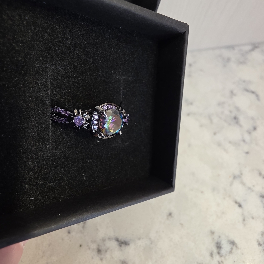 18K Black Gold Mystic Topaz Ring NEW! - Picture 6 of 7